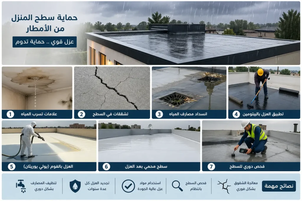 كيفية عزل الاسطح من المطر