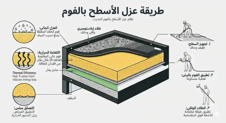 طريقة عزل الاسطح بالفوم